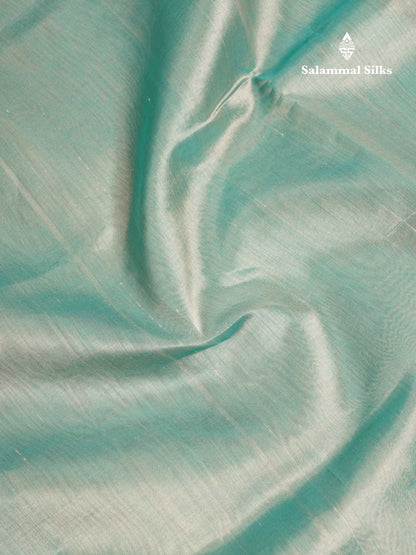 Beautiful Dual Tone Pastel Blue Plain Pure Silk Cotton Saree With Contrast Black Traditional Border