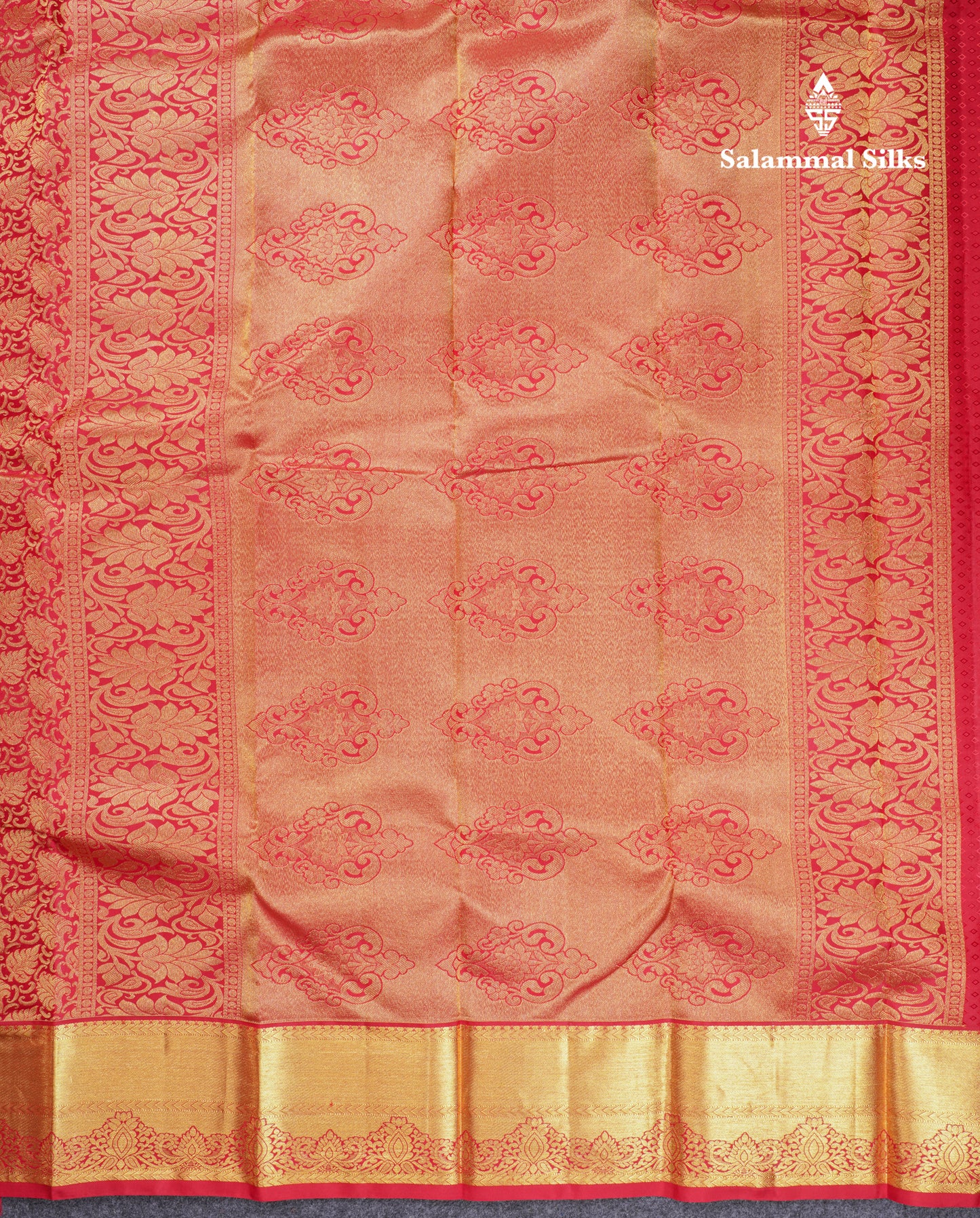 Beautiful Chilly Red Bridal Pure Kanjivaram Silk Saree With Traditional Border