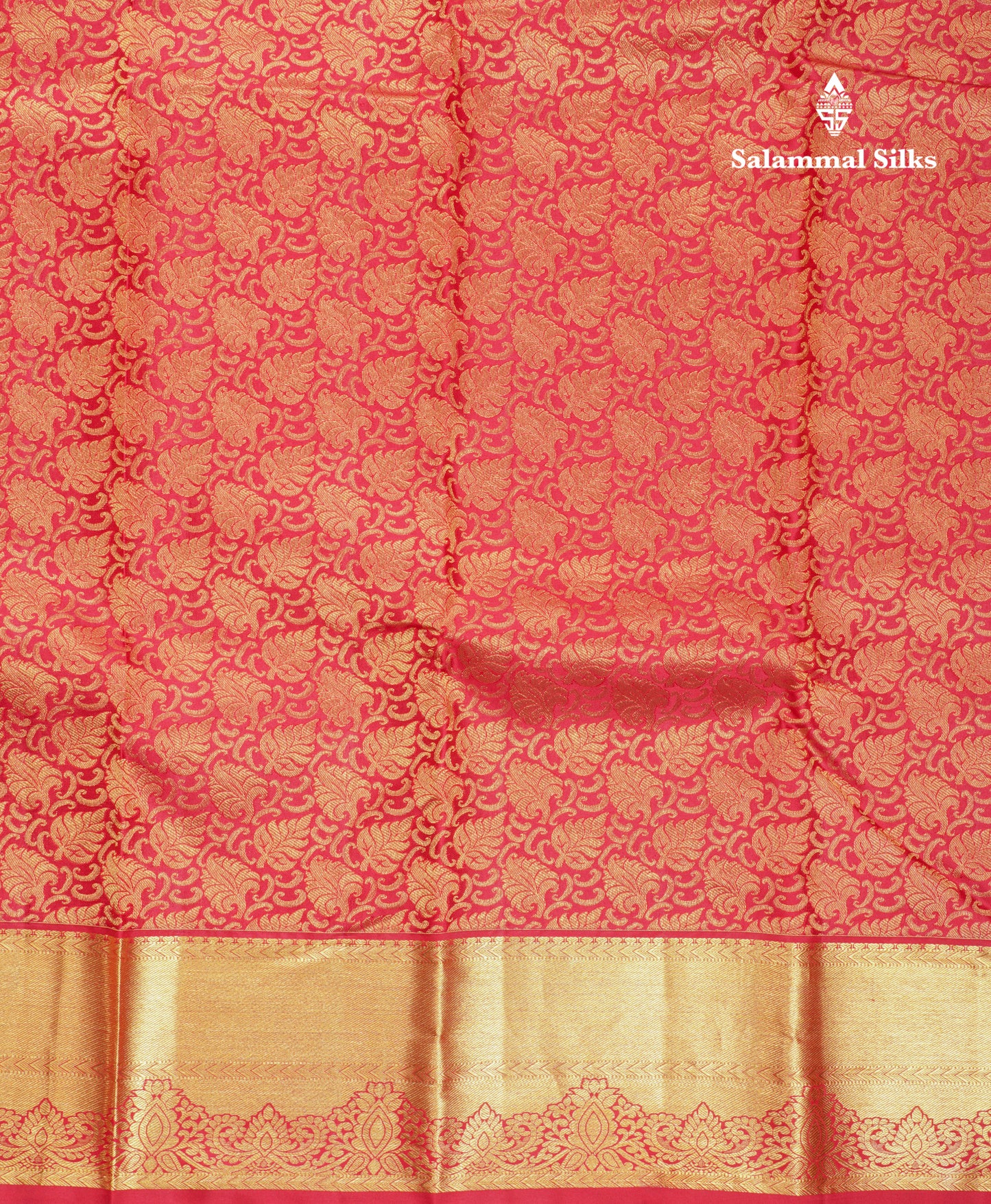 Beautiful Chilly Red Bridal Pure Kanjivaram Silk Saree With Traditional Border