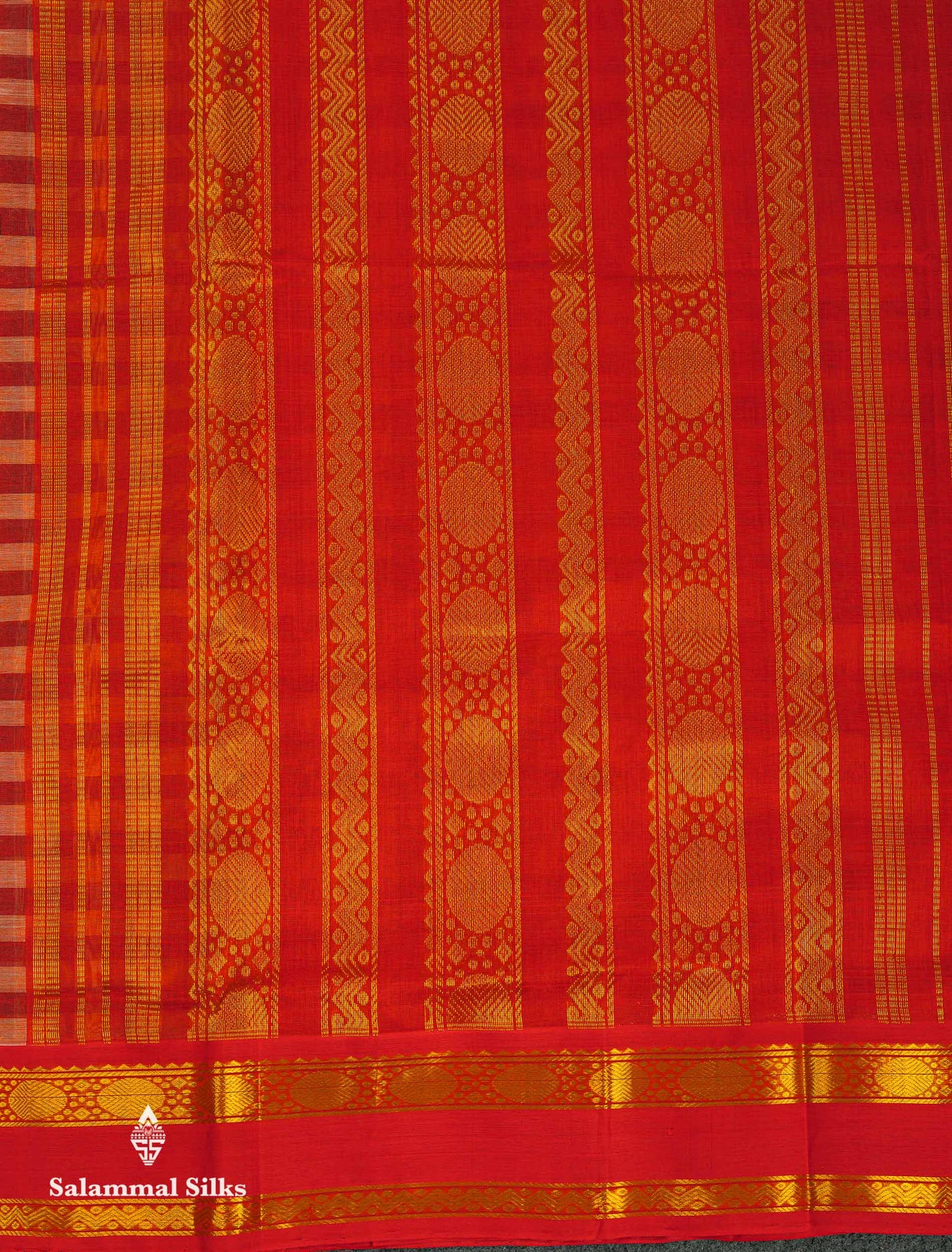 Beautiful Multicolour Checks Pure Silk Cotton Saree With Contrast Chilly Red Traditional Gap Border