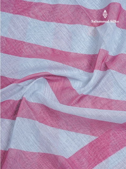 Beautiful Blueish Grey Linen Mix Saree With Flotal Print Small Ribbon Border