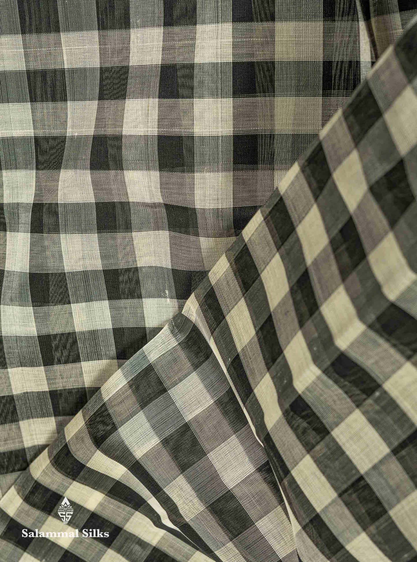 Beautiful Multicolour Checks Pure Silk Cotton Saree With Contrast Chilly Red Traditional Gap Border