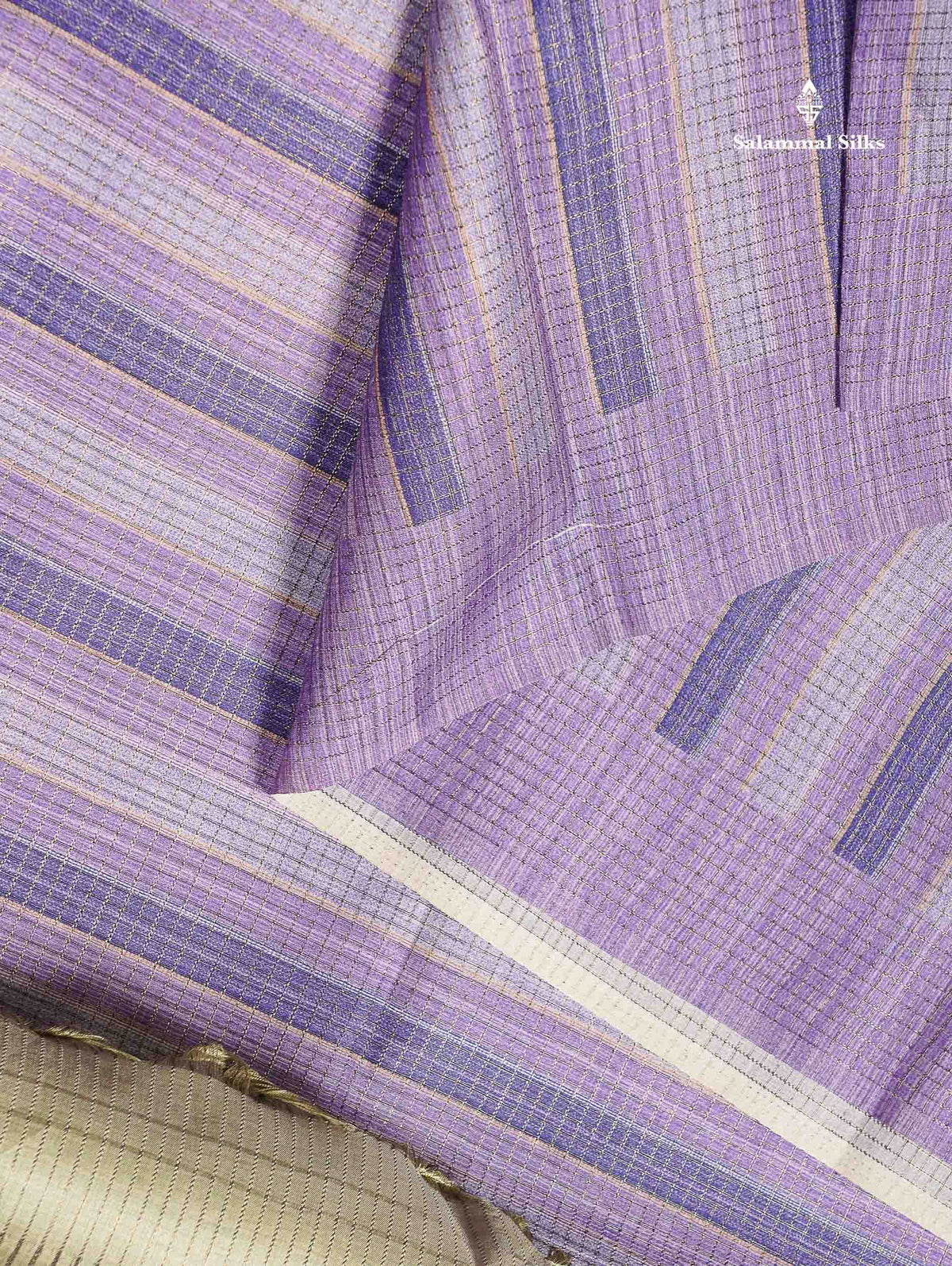 Semi Tussar Saree - Lavender Colour Body With Contrast Pista Green Blouse