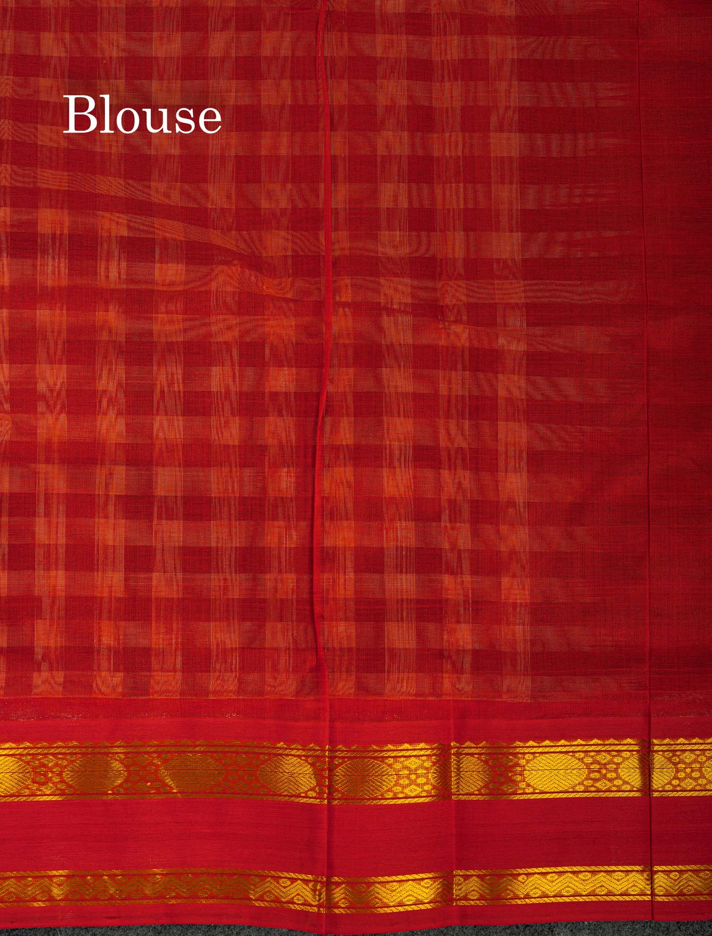 Beautiful Multicolour Checks Pure Silk Cotton Saree With Contrast Chilly Red Traditional Gap Border
