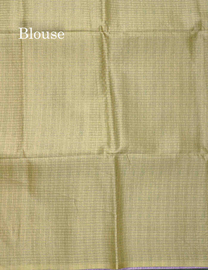 Semi Tussar Saree - Lavender Colour Body With Contrast Pista Green Blouse