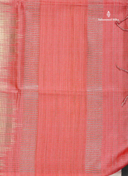 Semi Tussar Saree - Beige Colour Body With Contrast Peach Blouse