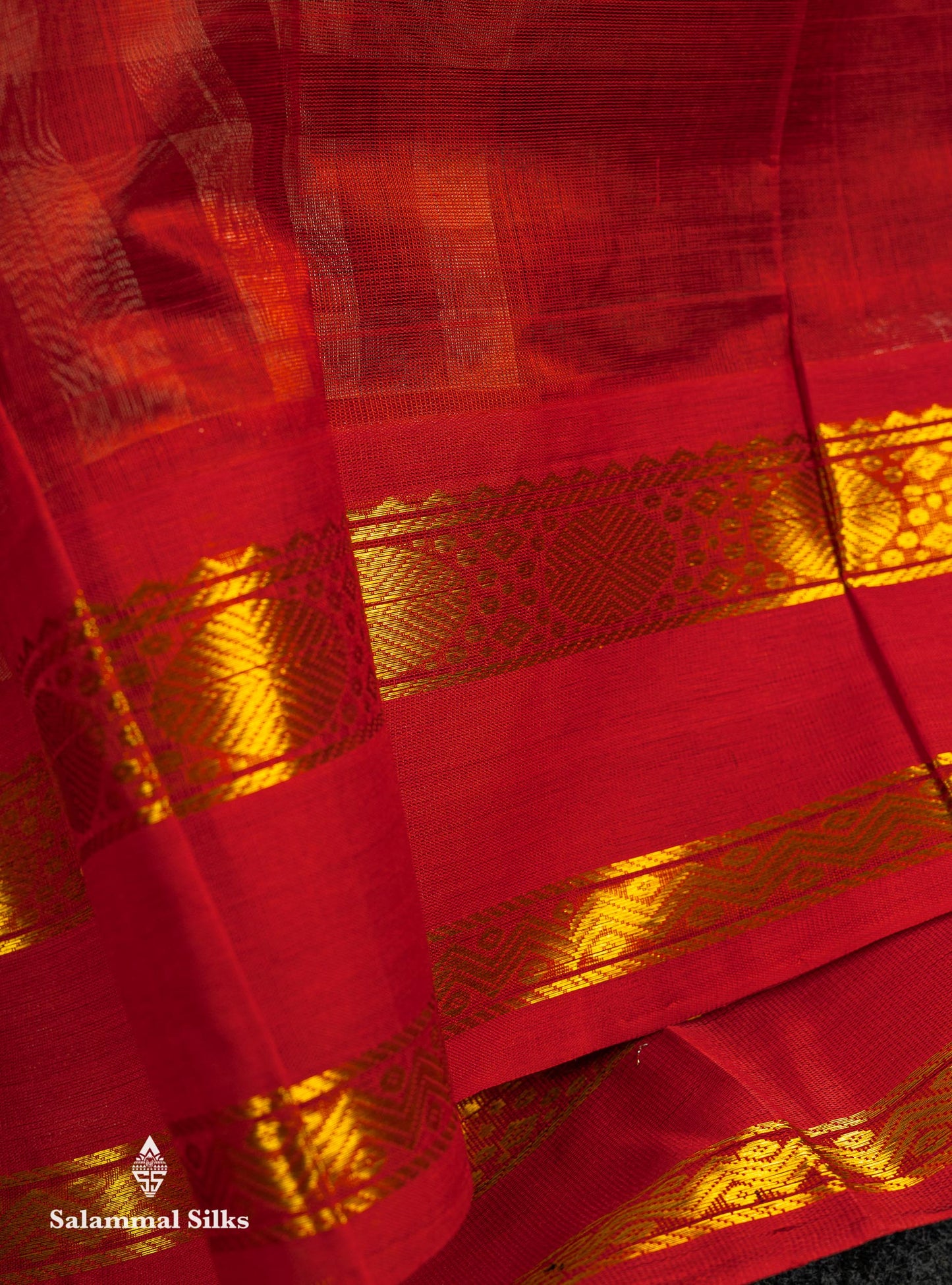 Beautiful Multicolour Checks Pure Silk Cotton Saree With Contrast Chilly Red Traditional Gap Border