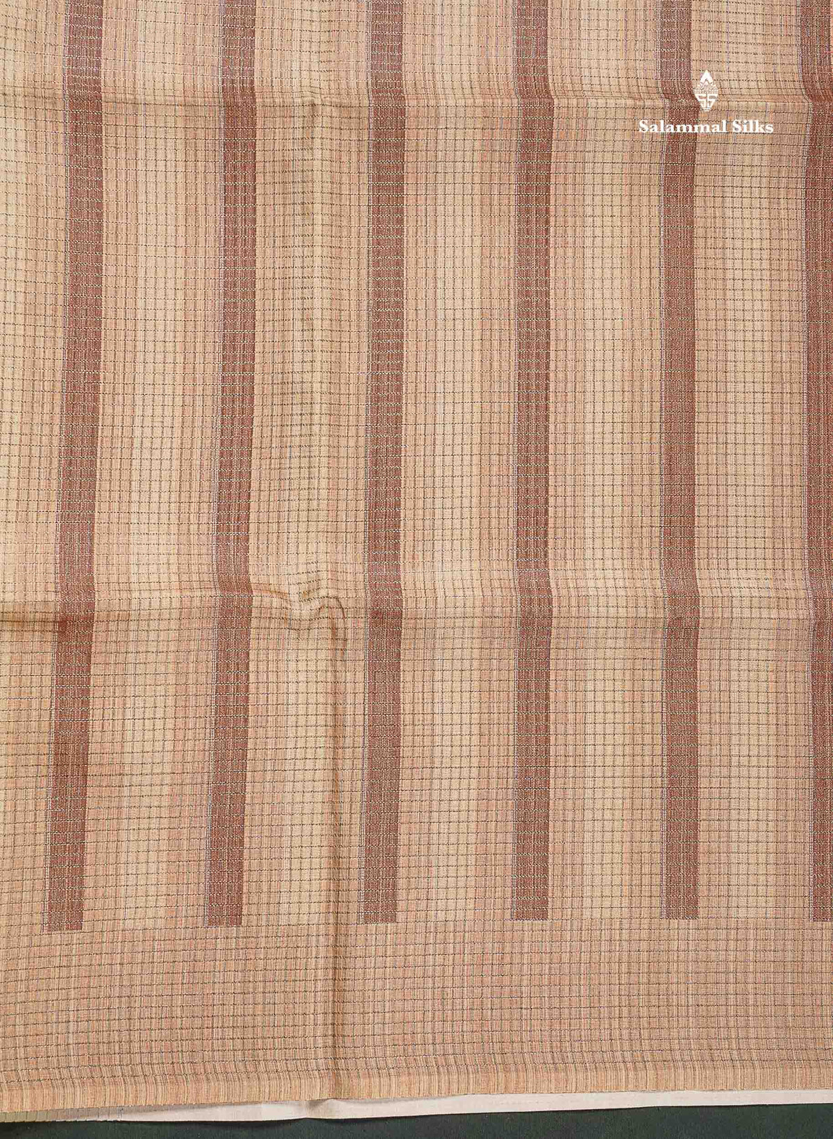 Semi Tussar Saree - Beige Colour Body With Contrast Peach Blouse