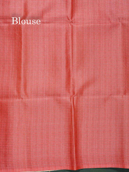 Semi Tussar Saree - Beige Colour Body With Contrast Peach Blouse