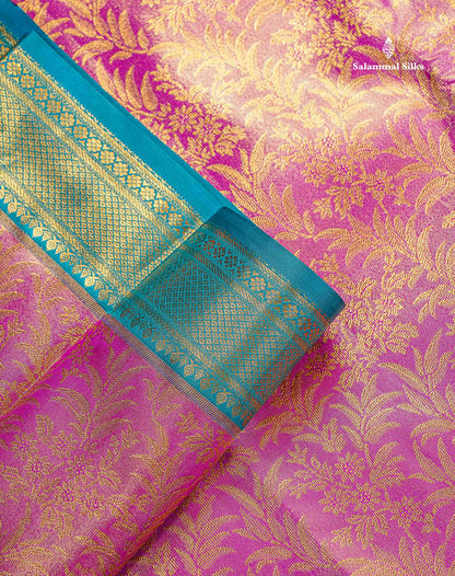Bridal Semi Silk Saree - Lavender Colour Body Tissue With Contrast Teal Green Evening Morning Border