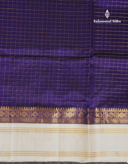 Beautiful Yellow Zari Checks Pure Silk Cotton Saree With Contrast Cream Traditional Gap Border