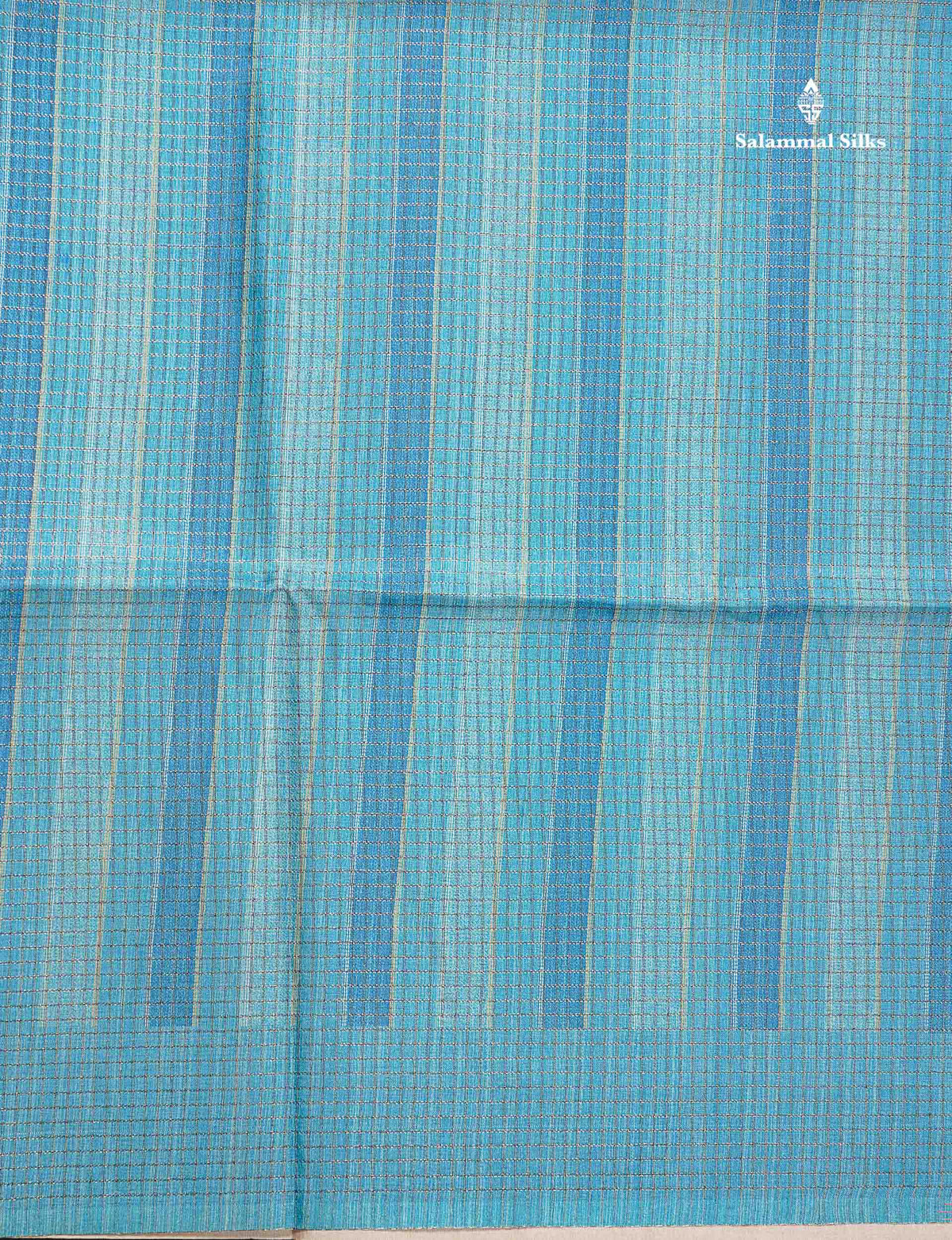 Semi Tussar Saree - Blue Colour Body With Contrast Peach Blouse