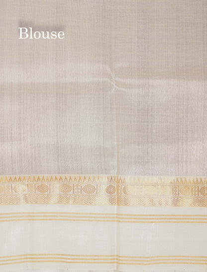 Beautiful Yellow Zari Checks Pure Silk Cotton Saree With Contrast Cream Traditional Gap Border