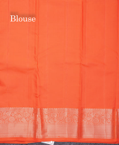 Dual Tone Magenta Bridal Pure Mix Kanjivaram Silk Saree With Contrast Orange Border