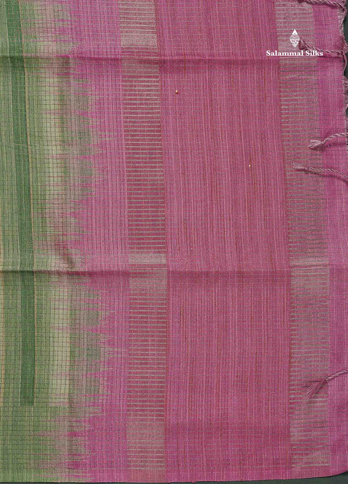 Semi Tussar Saree - Light Green Colour Body With Contrast Rose Pink Blouse