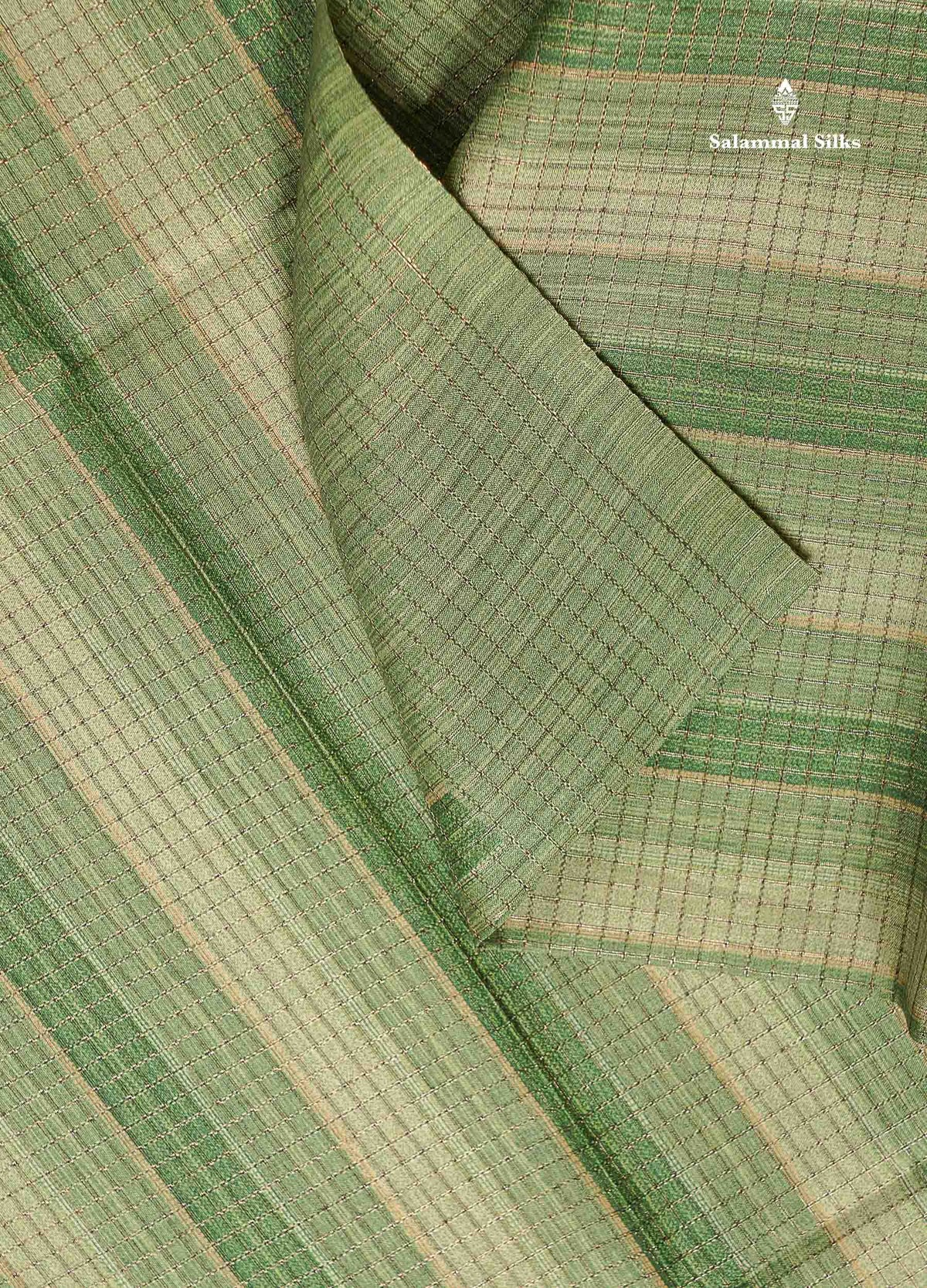 Semi Tussar Saree - Light Green Colour Body With Contrast Rose Pink Blouse