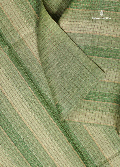 Semi Tussar Saree - Light Green Colour Body With Contrast Rose Pink Blouse