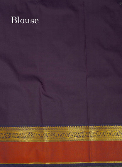 Beautiful Multicolour Small Checks Semi Silk Saree With Contrast Violet Traditional Border