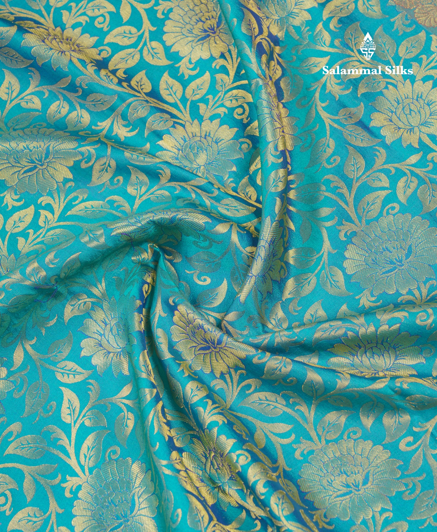 Beautiful Sapphire Green Bridal Pure Mix Kanjivaram Silk Saree With Contrast Chilly Red Border