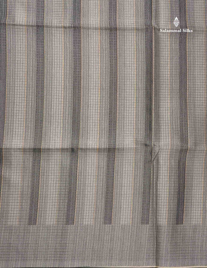 Semi Tussar Saree - Grey Colour Body With Contrast Light Orange  Blouse