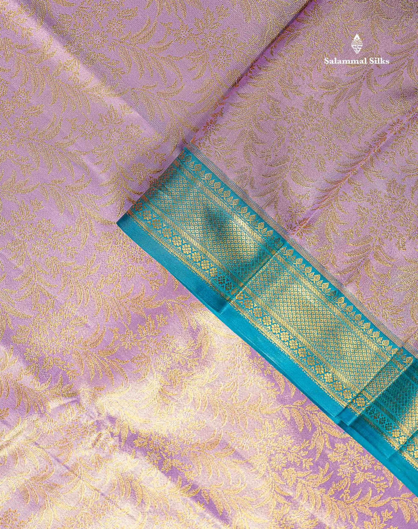 Bridal Semi Silk Saree - Lavender Colour Body Tissue With Contrast Teal Green Evening Morning Border