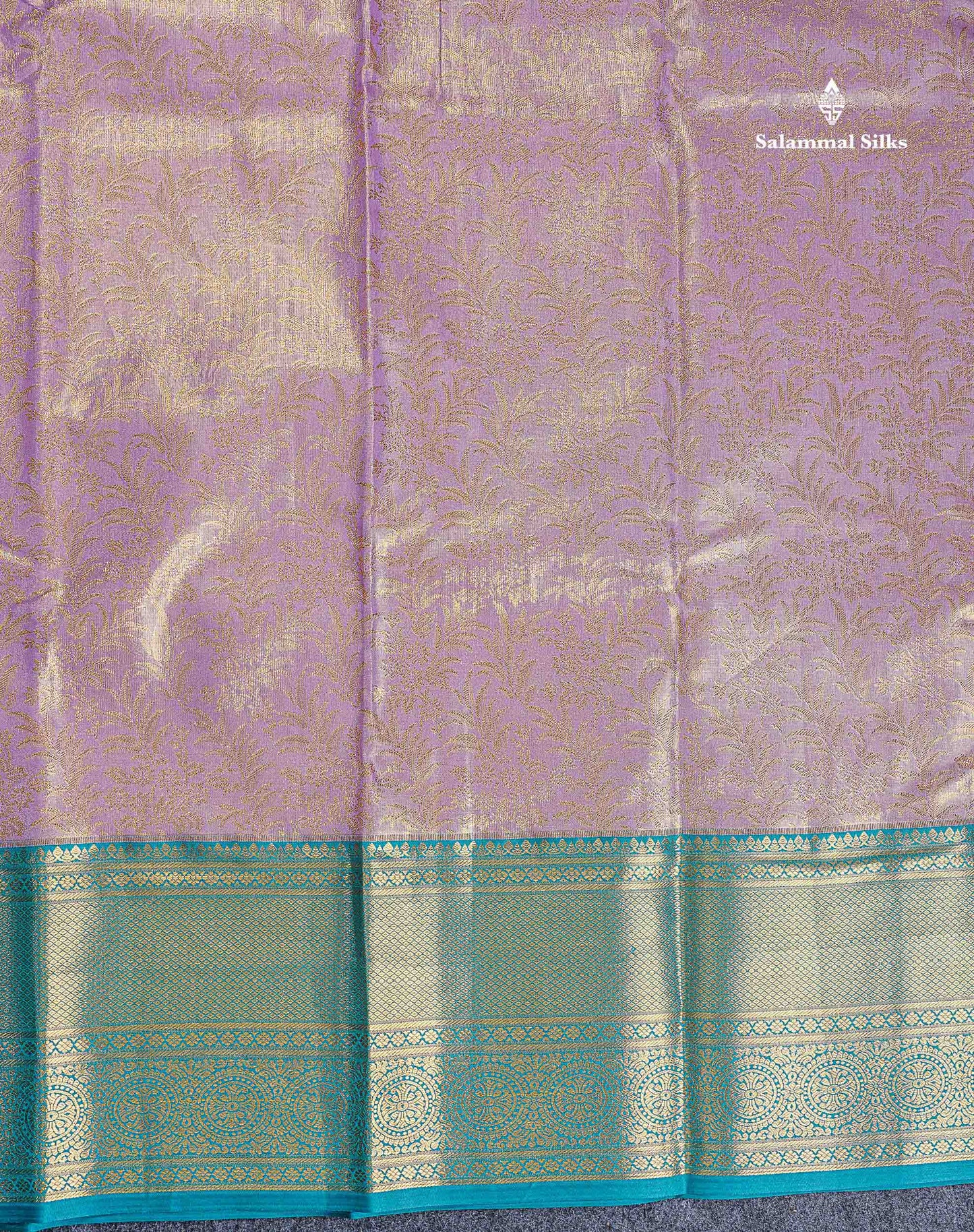 Bridal Semi Silk Saree - Lavender Colour Body Tissue With Contrast Teal Green Evening Morning Border