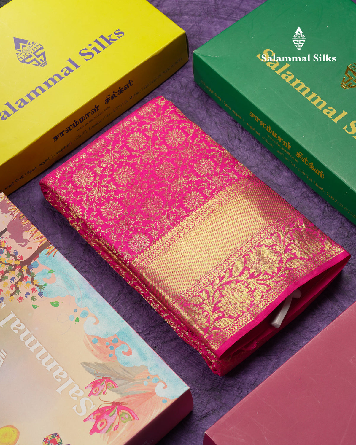 Beautiful Dual Tone Pink Bridal Pure Kanjivaram Silk Saree With Traditional Border
