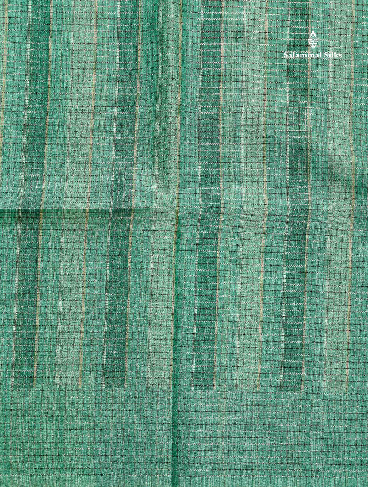 Semi Tussar Saree - Green Colour Body With Contrast Rose Pink Blouse