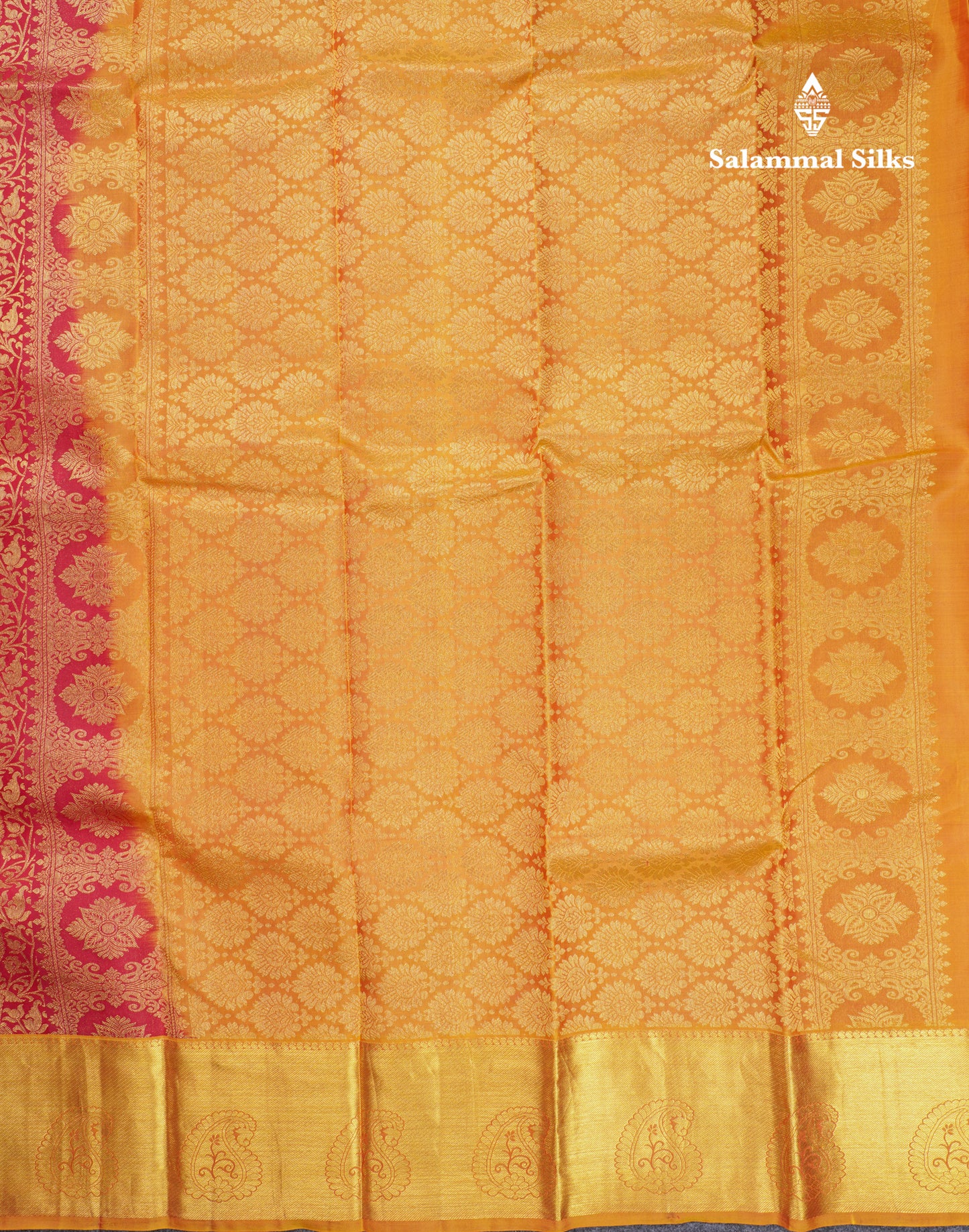 Beautiful Maroon Bridal Pure Kanjivaram Silk Saree With Contrast Yellow Traditional Border