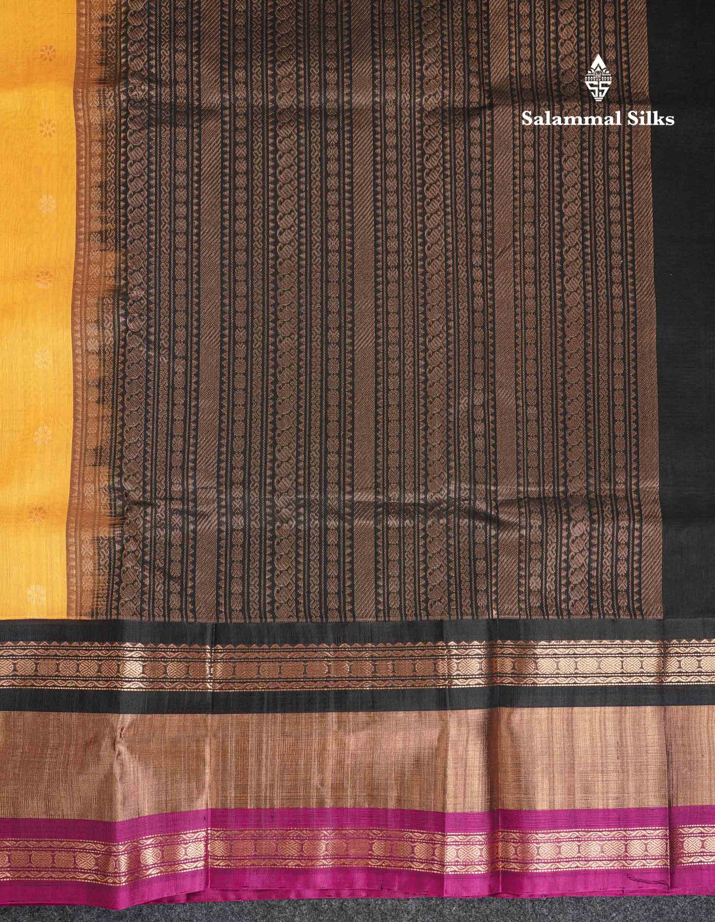 Beautiful Yellow Pure Silk Cotton Saree With Contrast Black Traditional Evening Morning Border