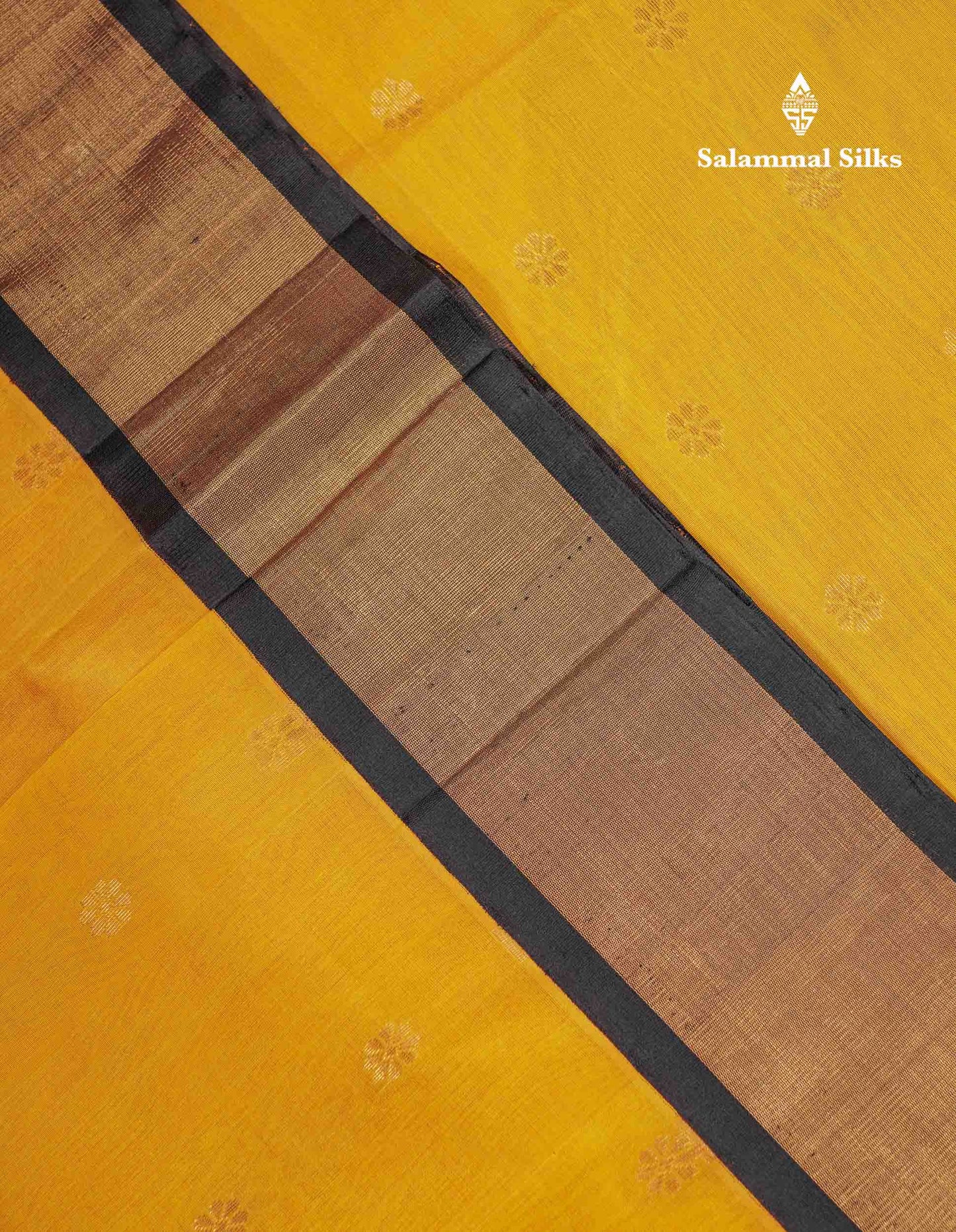 Beautiful Yellow Pure Silk Cotton Saree With Contrast Black Traditional Evening Morning Border