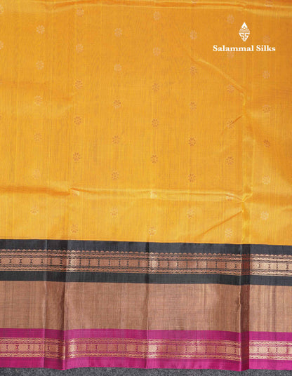 Beautiful Yellow Pure Silk Cotton Saree With Contrast Black Traditional Evening Morning Border