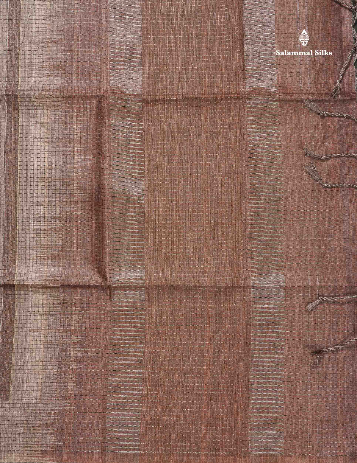 Semi Tussar Saree - Beige Colour Body With Contrast Brown Blouse