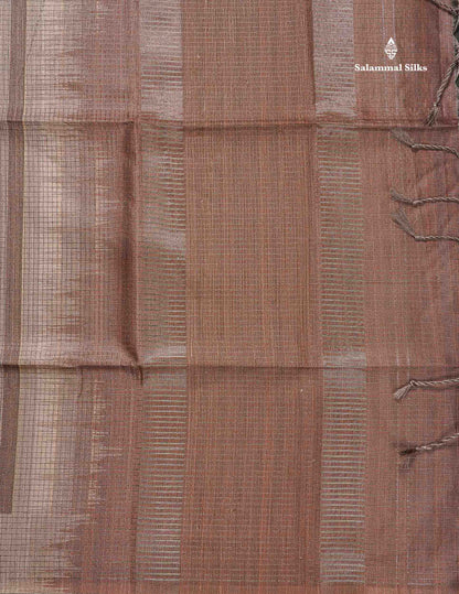 Semi Tussar Saree - Beige Colour Body With Contrast Brown Blouse