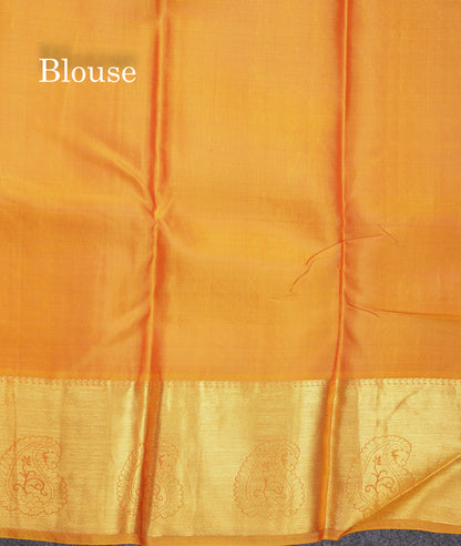 Beautiful Maroon Bridal Pure Kanjivaram Silk Saree With Contrast Yellow Traditional Border