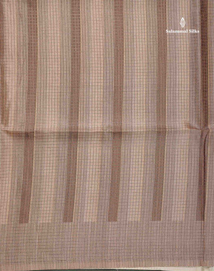 Semi Tussar Saree - Beige Colour Body With Contrast Brown Blouse