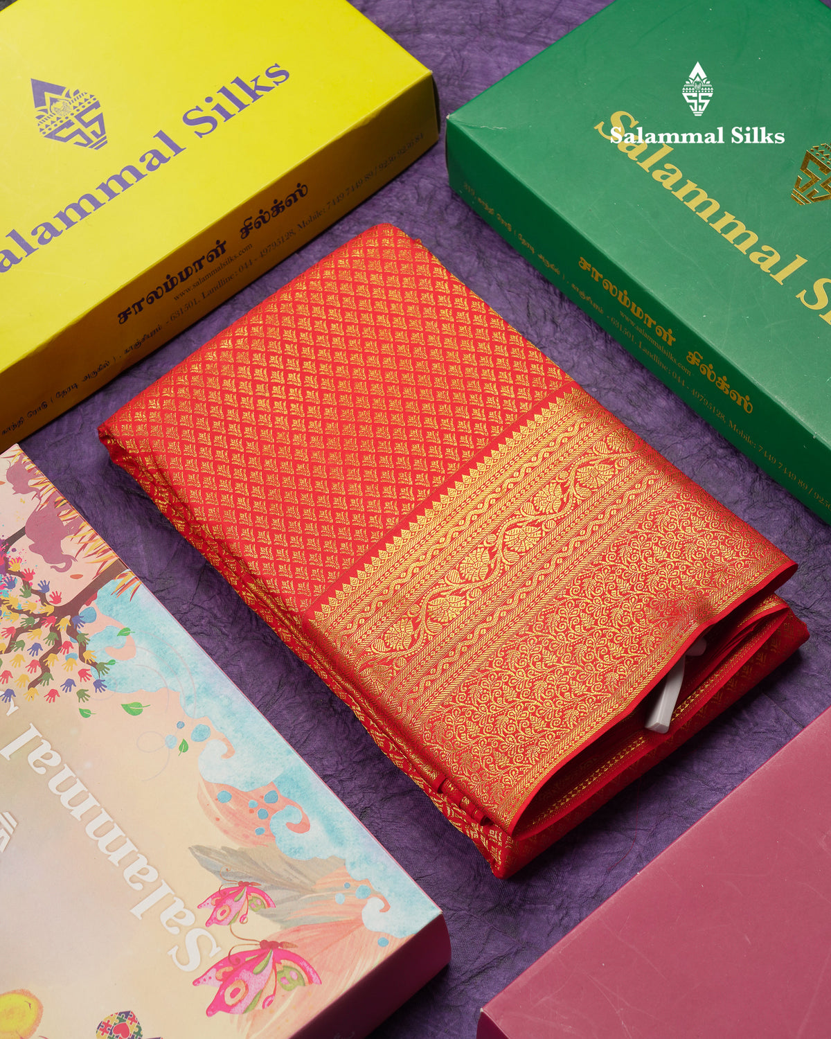 Beautiful Redish Maroon Bridal Pure Kanjivaram Silk Saree With Traditional Border