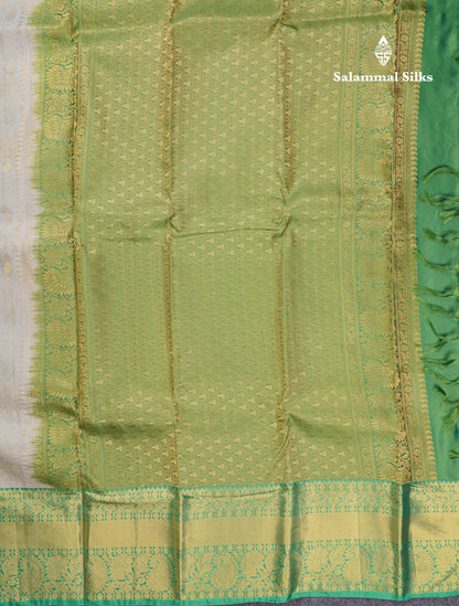 Baby Pink Bridal Pure Mix Kanjivaram Silk Saree With Contrast Green Traditional Border