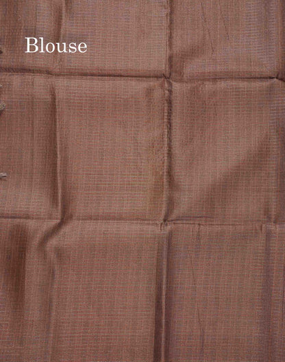 Semi Tussar Saree - Beige Colour Body With Contrast Brown Blouse