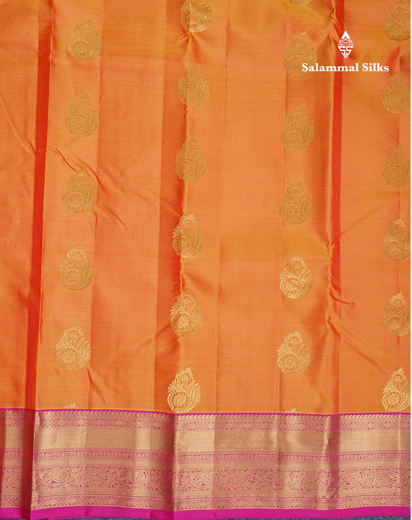 Dual Tone Purple Pure Kanjivaram Silk Saree With Contrast Magenta Pink Border