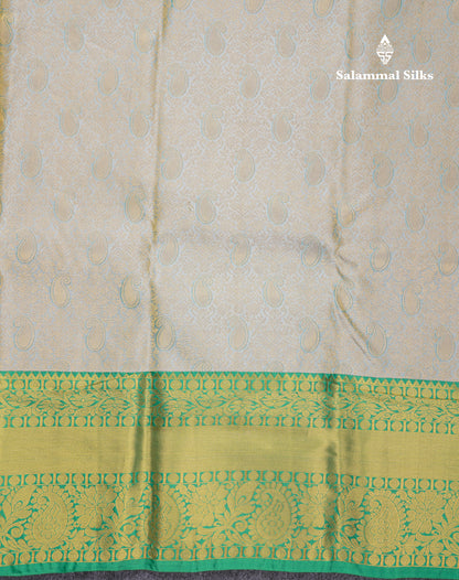 Baby Pink Bridal Pure Mix Kanjivaram Silk Saree With Contrast Green Traditional Border