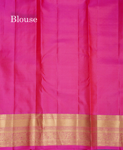 Dual Tone Purple Pure Kanjivaram Silk Saree With Contrast Magenta Pink Border