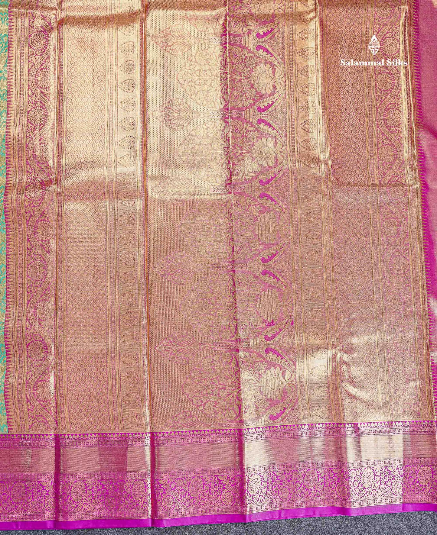 Bridal Semi Silk Saree - Pastel Blue Colour Body Tissue With Contrast Vadamalli Traditional Border