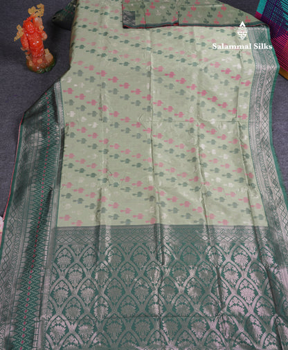 Beautiful Blue Ekkat Design Semi Silk Saree With Contrast Violet Fancy Border