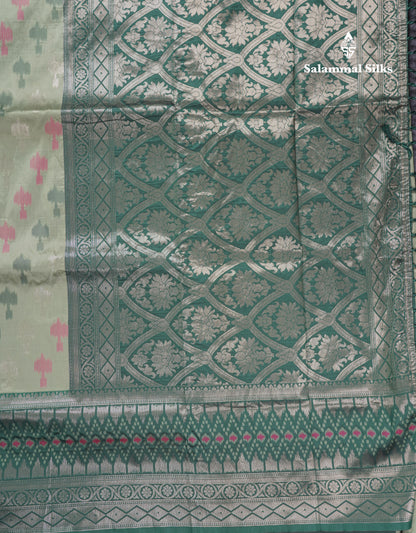Beautiful Blue Ekkat Design Semi Silk Saree With Contrast Violet Fancy Border