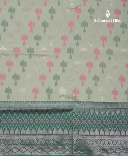 Beautiful Blue Ekkat Design Semi Silk Saree With Contrast Violet Fancy Border