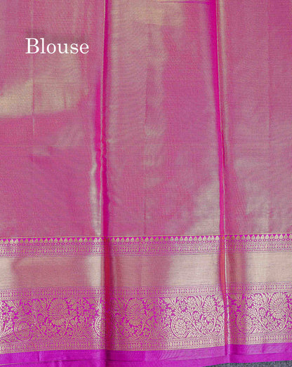 Bridal Semi Silk Saree - Pastel Blue Colour Body Tissue With Contrast Vadamalli Traditional Border