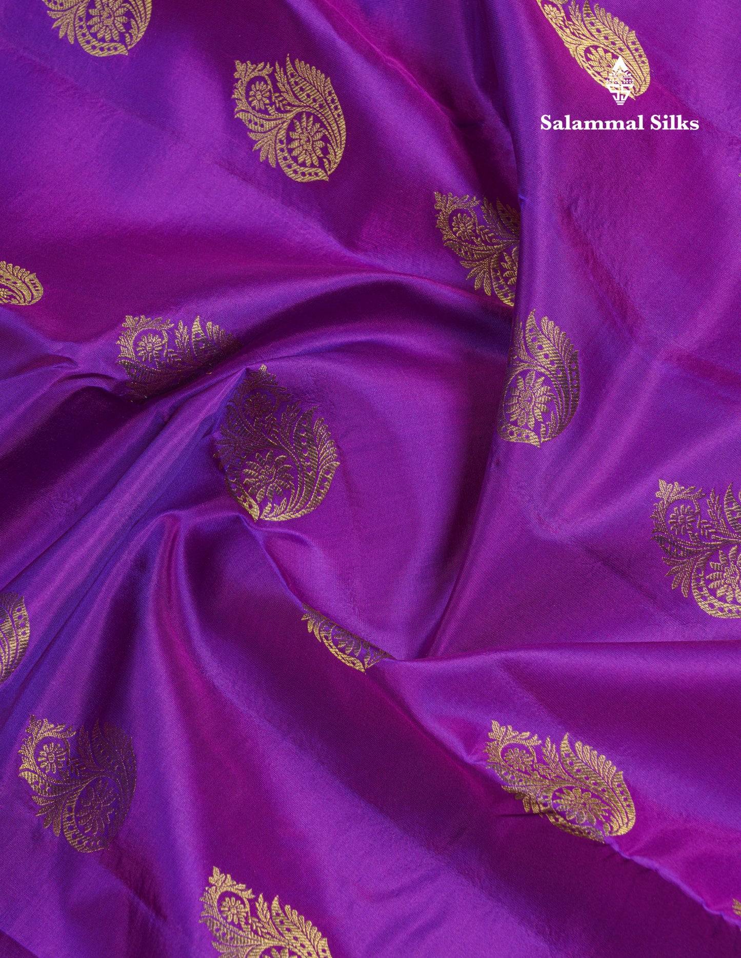 Dual Tone Purple Pure Kanjivaram Silk Saree With Contrast Magenta Pink Border