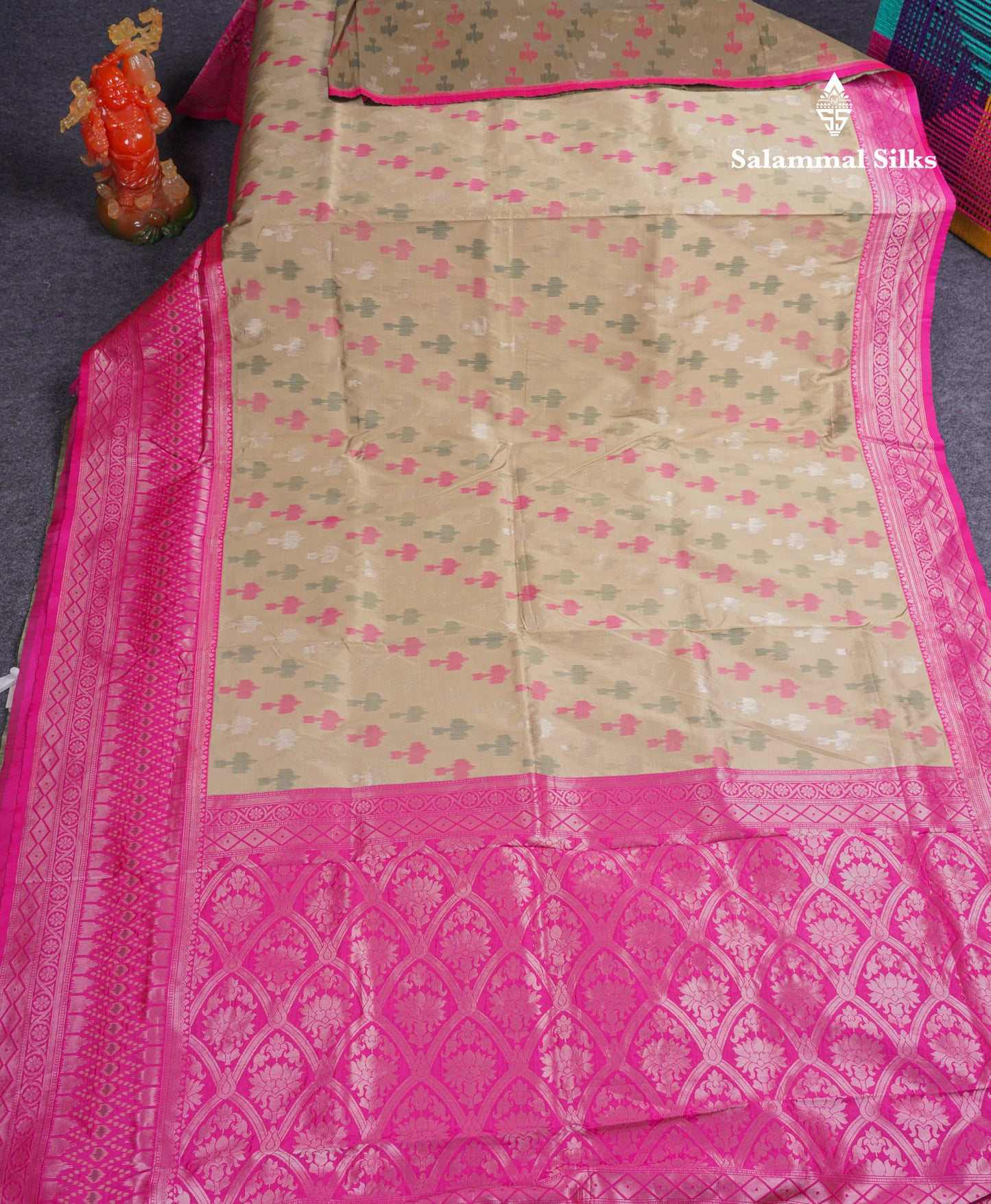 Beautiful Blue Ekkat Design Semi Silk Saree With Contrast Violet Fancy Border