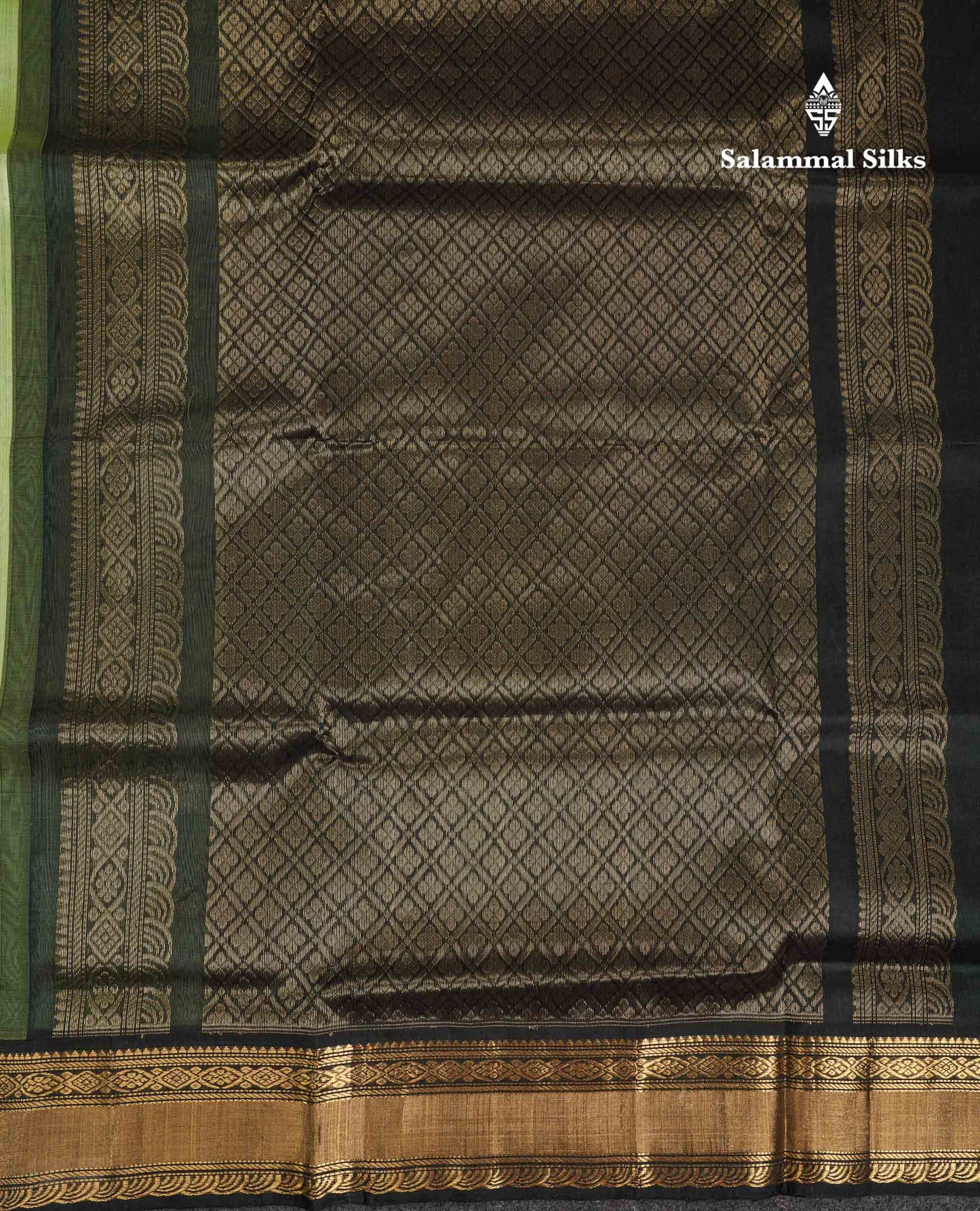 Beautiful Pista Green Pure Silk Cotton Saree With Contrast Dark Bottle Green Traditional Border